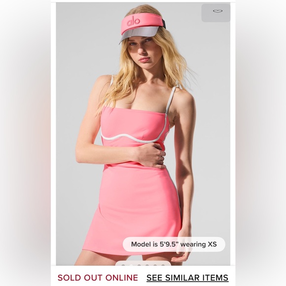 NWT ALO Neon Bubblegum pink streamlined airbrush tennis dress XXS - Picture 4 of 12